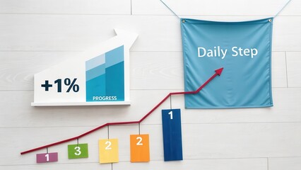 Business Chart Showing Progress and Positive Trend upward