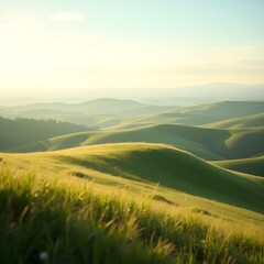 landscape with green grass and blue sky