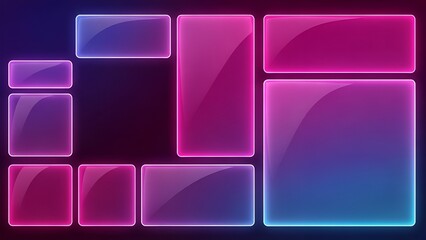 Abstract background with glowing neon rectangles in shades of pink and blue