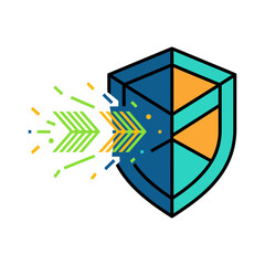 cyber security shield protecting against an arrow attack safeguarding sensitive data in a secure network symbolizing resilience and trust