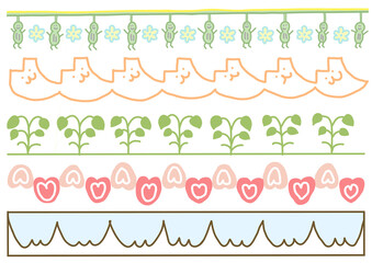 自然に関するほっこりかわいい装飾ボーダーセット