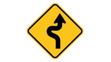 Winding Road Sign &ndash; Curvy Road Traffic Warning Symbol for Driving Safety