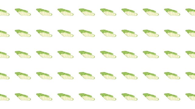 Repeating pattern of green endive heads on white. Suitable for food blogs, recipe cards, farm fresh promotions, and kitchen decor.