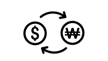 Currency Exchange Icon – Dollar to Won Money Conversion Symbol for Finance