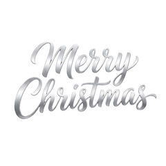 Fototapeta premium Silver metallic 3D Merry Christmas typography