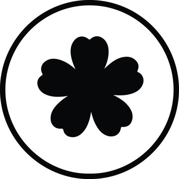 Illustration Floral five petal flower in a circle silhouette vector