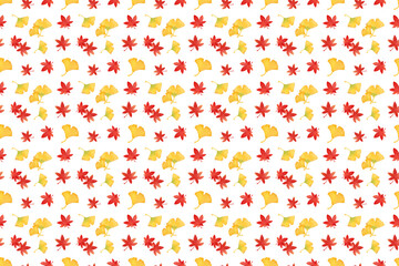 Autumn seamless pattern. Yellow and red leaves pattern watercolor illustration for wrapping paper, textile prints, banners, backgrounds	