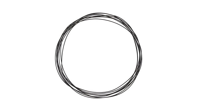A handdrawn black circle with a sketchy, organic texture, isolated on white background