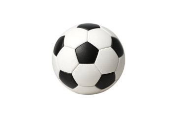 Black and White Soccer Ball Isolated on Transparent Background