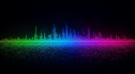 Colorful Spectrum Waveform Equalizer on Black Background