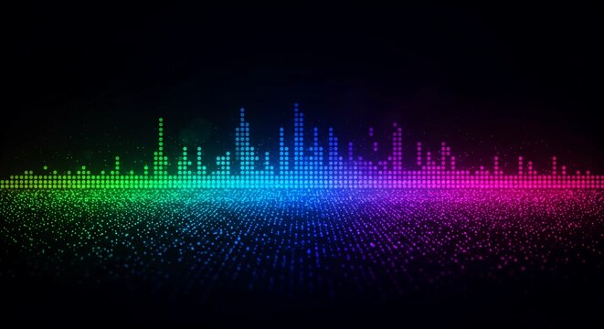 Colorful Spectrum Waveform Equalizer on Black Background