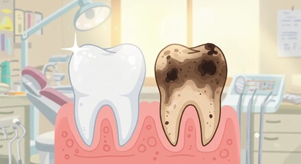 Healthy Tooth Vs Decay Dental Health Illustration
