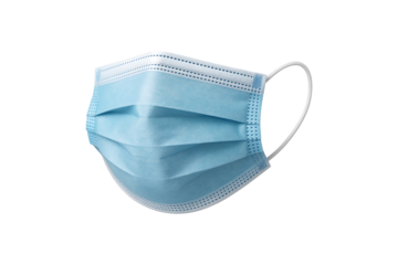 Blue Medical Protective Face Mask Isolated on Transparent Background