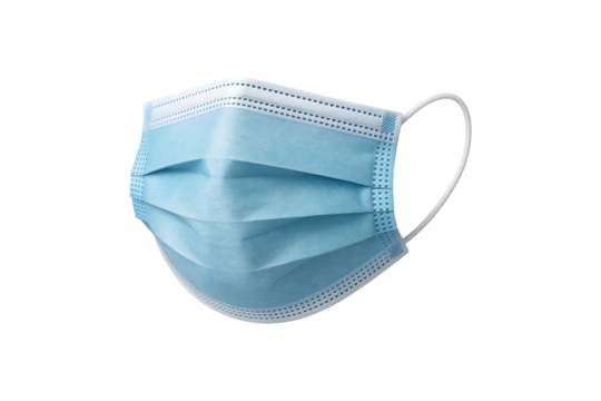 Blue Medical Protective Face Mask Isolated on Transparent Background