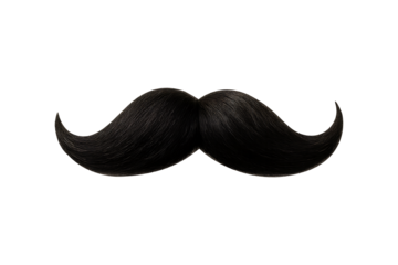 Classic Black Handlebar Mustache Isolated on Transparent Background