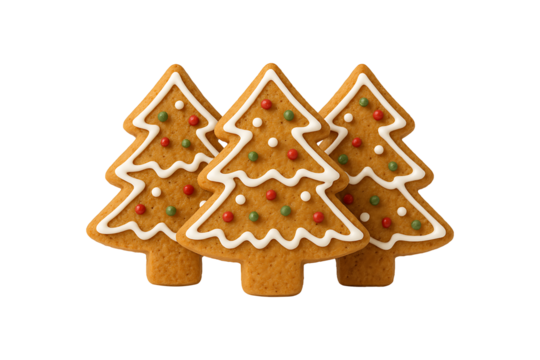 Christmas Tree Cookies Isolated on Transparent Background