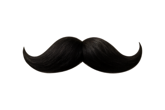 Classic Black Handlebar Mustache Isolated on Transparent Background
