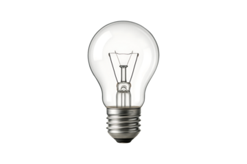 Classic Incandescent Light Bulb Isolated on Transparent Background