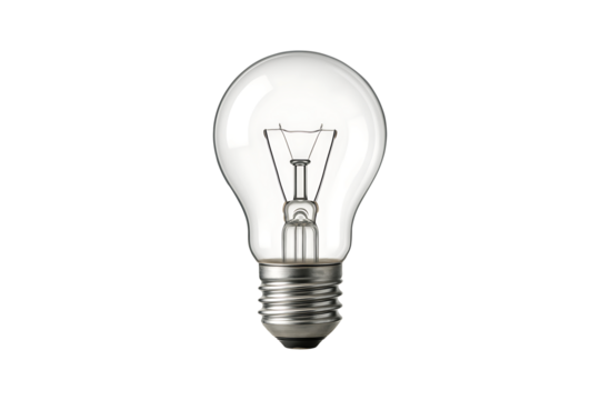 Classic Incandescent Light Bulb Isolated on Transparent Background