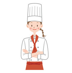 腕組みする女性シェフのイラスト　コック　パティシエ