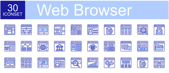 Web Browser Icon Set Vector Illustration. 
