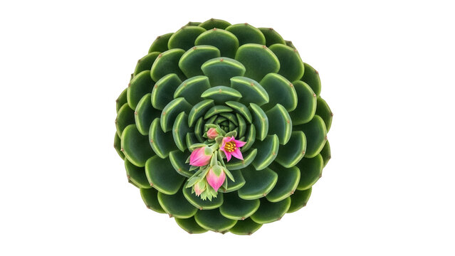 Echeveria succulent with pink flowers PNG isolated on transparent background, rosette-shaped plant for desert gardens and drought-tolerant landscaping - Powered by Adobe