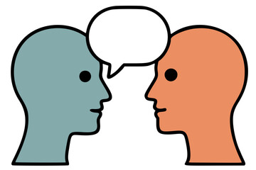 Illustration of two people communicating with a speech bubble between them
