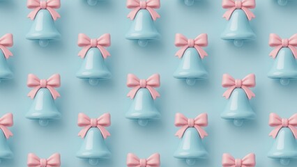 Obraz premium Pastel bells with pink bows desktop wallpaper