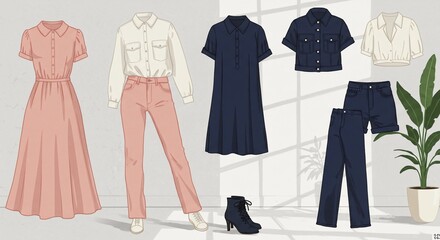 Clothing Fashion Styles Dresses, Shirt, Pants and Boots