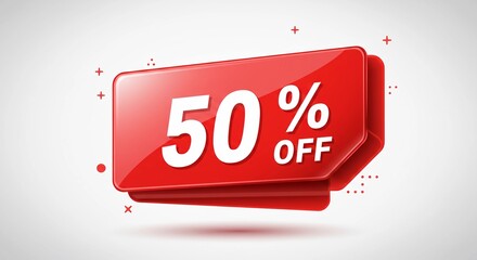 Fifty Percent Off Red Glossy Sale Sign