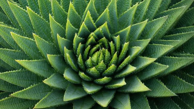 Stunning Close Up of a Green Aloe Polyphylla Plant Showing its Spiraling Leaf Pattern and Geometric Symmetry in Natural Lighting Perfect for Backgrounds and Textures