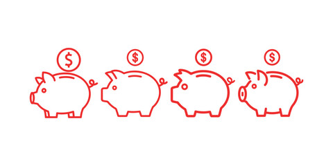 Piggy bank saving concept with money coin dollar sign