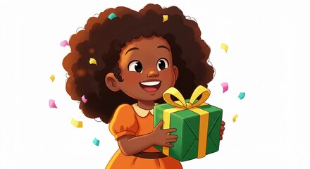 Girl with Gift Box Cartoon