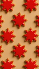 Fototapeta premium Red star cookies pattern wallpaper for mobile