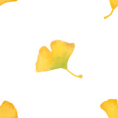 Autumn seamless pattern. Yellow leaves pattern watercolor illustration for wrapping paper, textile prints, banners, backgrounds	