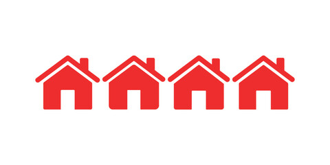 Four houses in row illustration concept flat icon