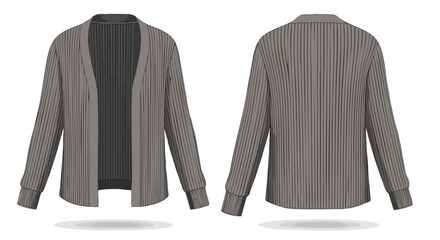 Grey Knit Cardigan Front and Back View Illustrative Fashion Garment Render Design Visual