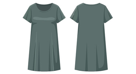 Visualization of a Simple Gray Dress Design for Fashion Mockups and Style Guides front and back views isolated over a white background