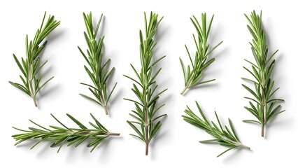 Fototapeta premium Fresh rosemary sprigs aromatic culinary herb isolated on white background for cooking and food photo