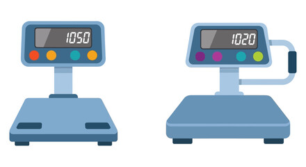Two digital kitchen scales displaying weight measurements on led screens