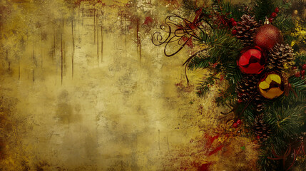 Rustic autumn garland with textured background