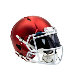 Fototapeta premium Shiny red american football helmet with white facemask