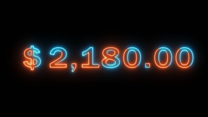 Obraz premium Neon business dollar illustration. Counting money number. Increase business counter dollar.
