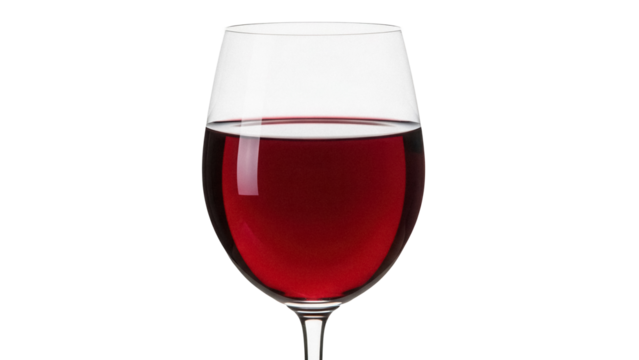 Elegant red wine in a glass isolated PNG, alcoholic beverage on transparent background for celebrations and special occasions