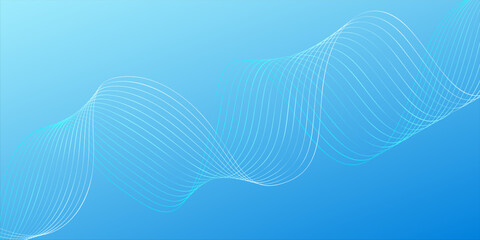 Abstract blue gradient background with shining lines waves. Minimalist background for banner, poster, cover, vector modern, suit for simple design