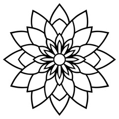 Intricate black and white geometric flower mandala design