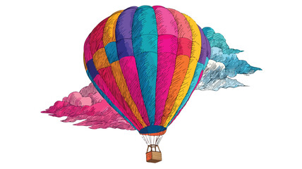 Vibrant Hot Air Balloon with Colorful Design Vector Illustration