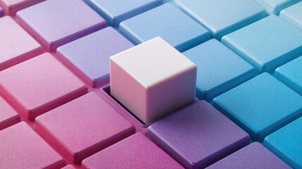 Fototapeta premium Abstract geometric concept with white cube on gradient background, Brain Teaser Month