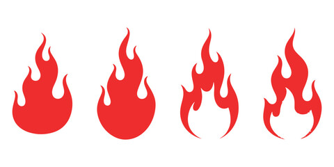 Collection of microphone icons in simple red design style