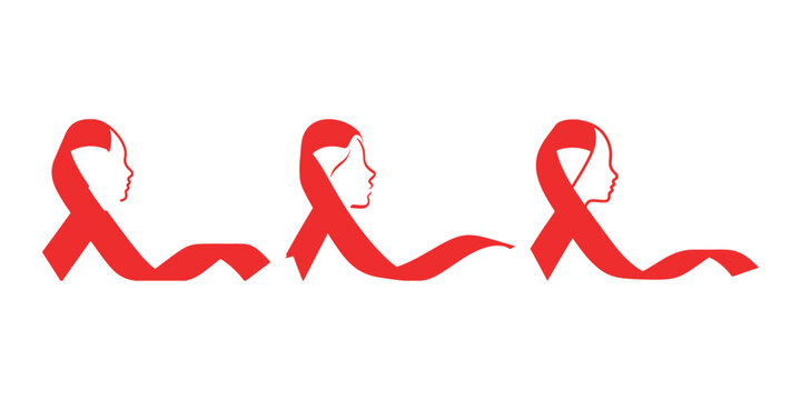 Red ribbon heart shape support for world aids day concept